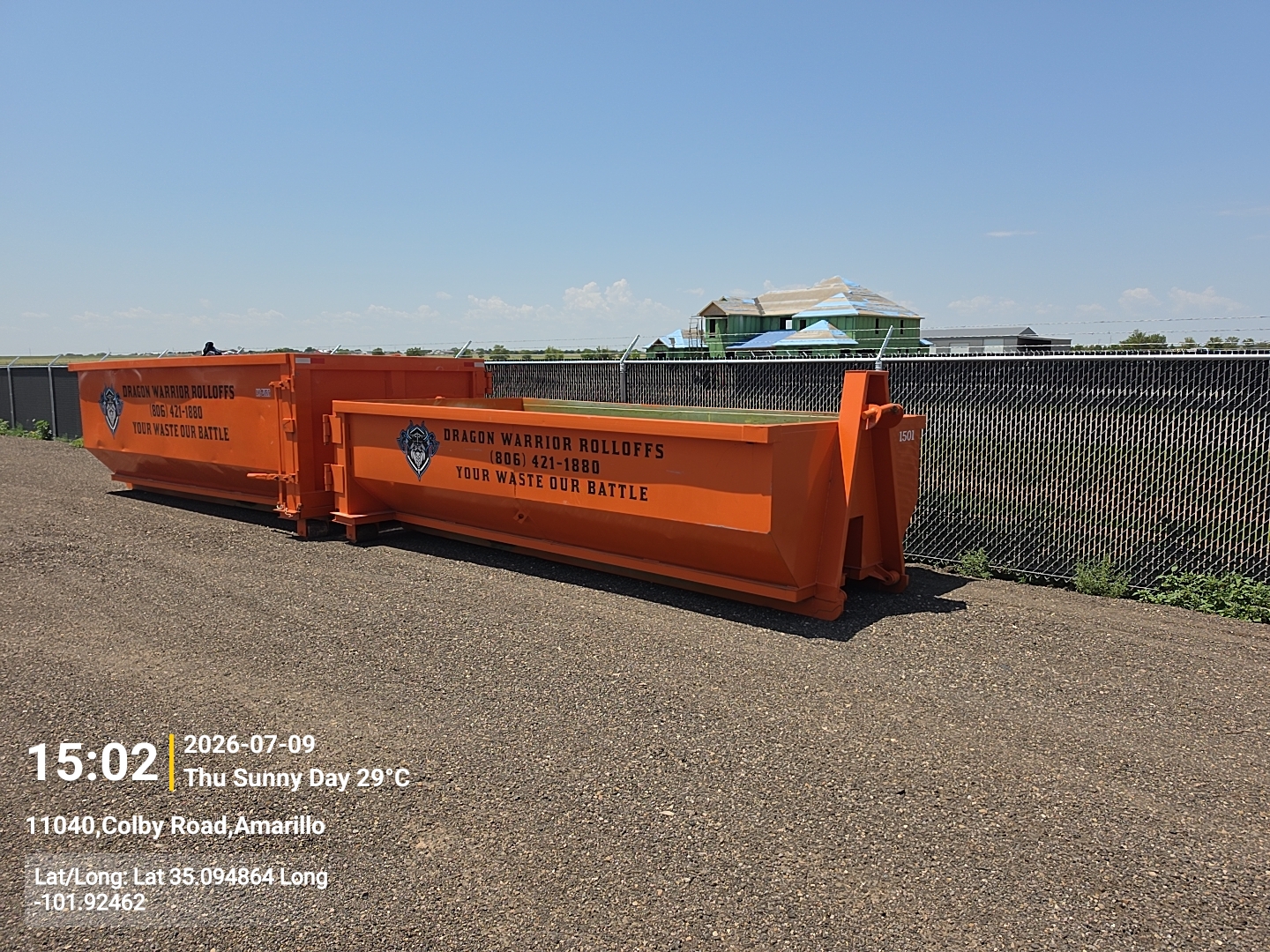 15 yard and 20 yard roll off dumpsters compared in Amarillo TX