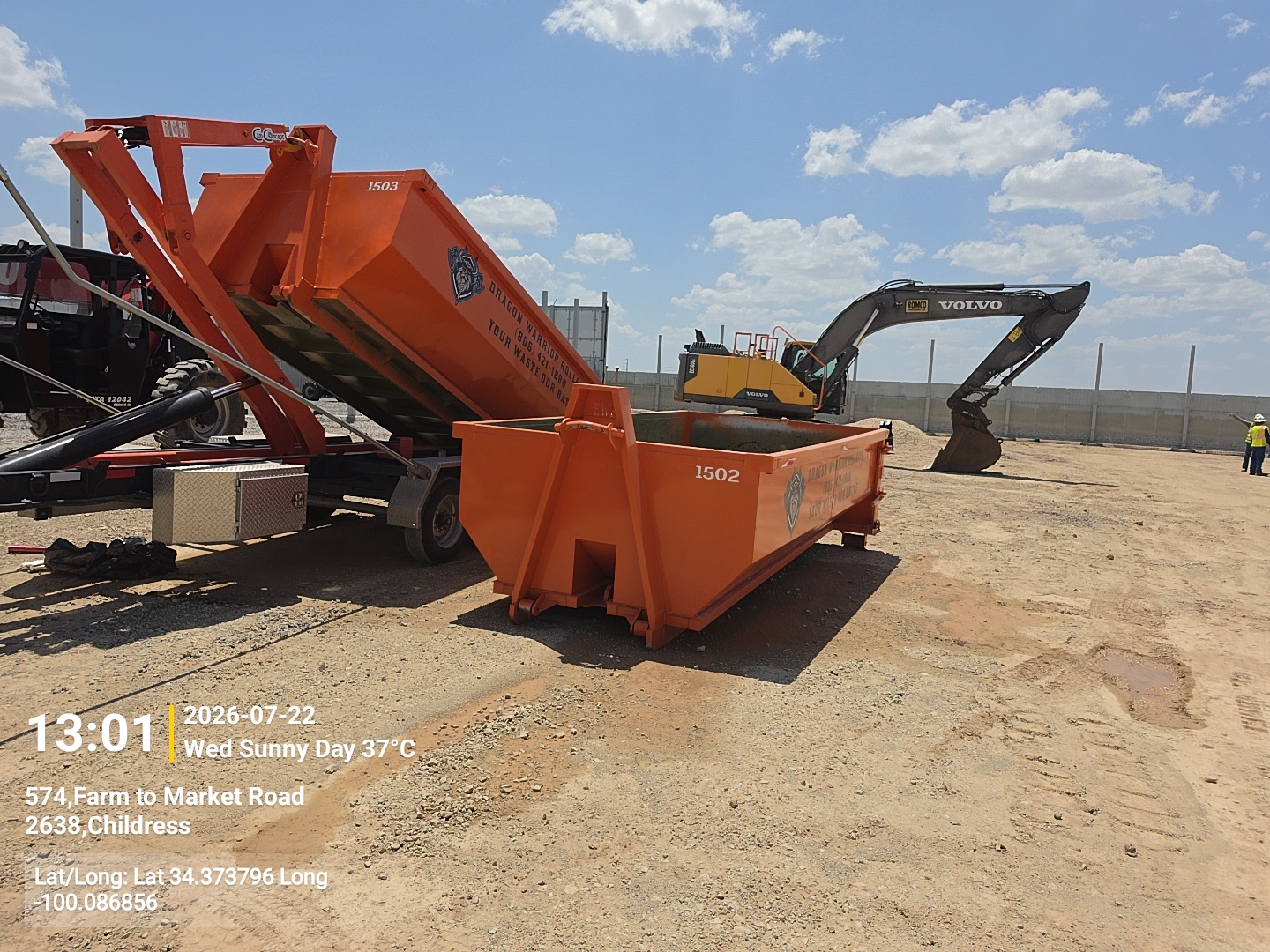 15 yard concrete dumpster from Dragon Warrior Rolloffs in Amarillo TX