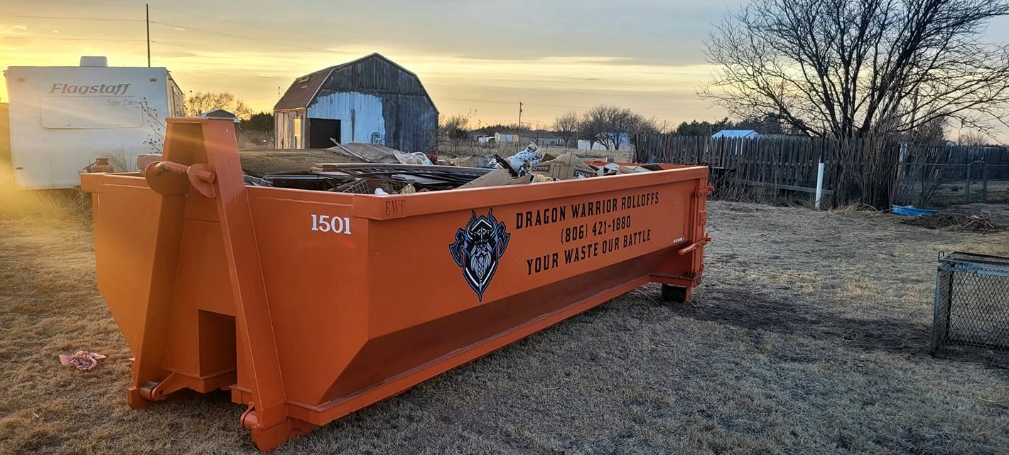 15 yard roll off dumpster from Dragon Warrior Rolloffs in Amarillo TX