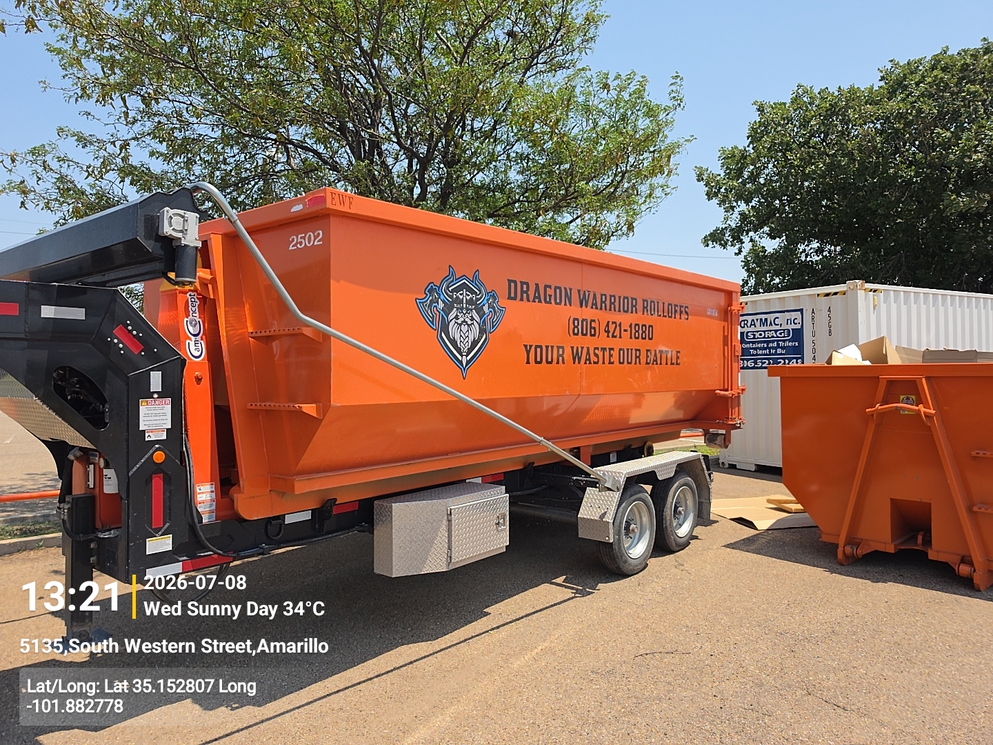 Two roll off dumpsters collected in Randall County TX