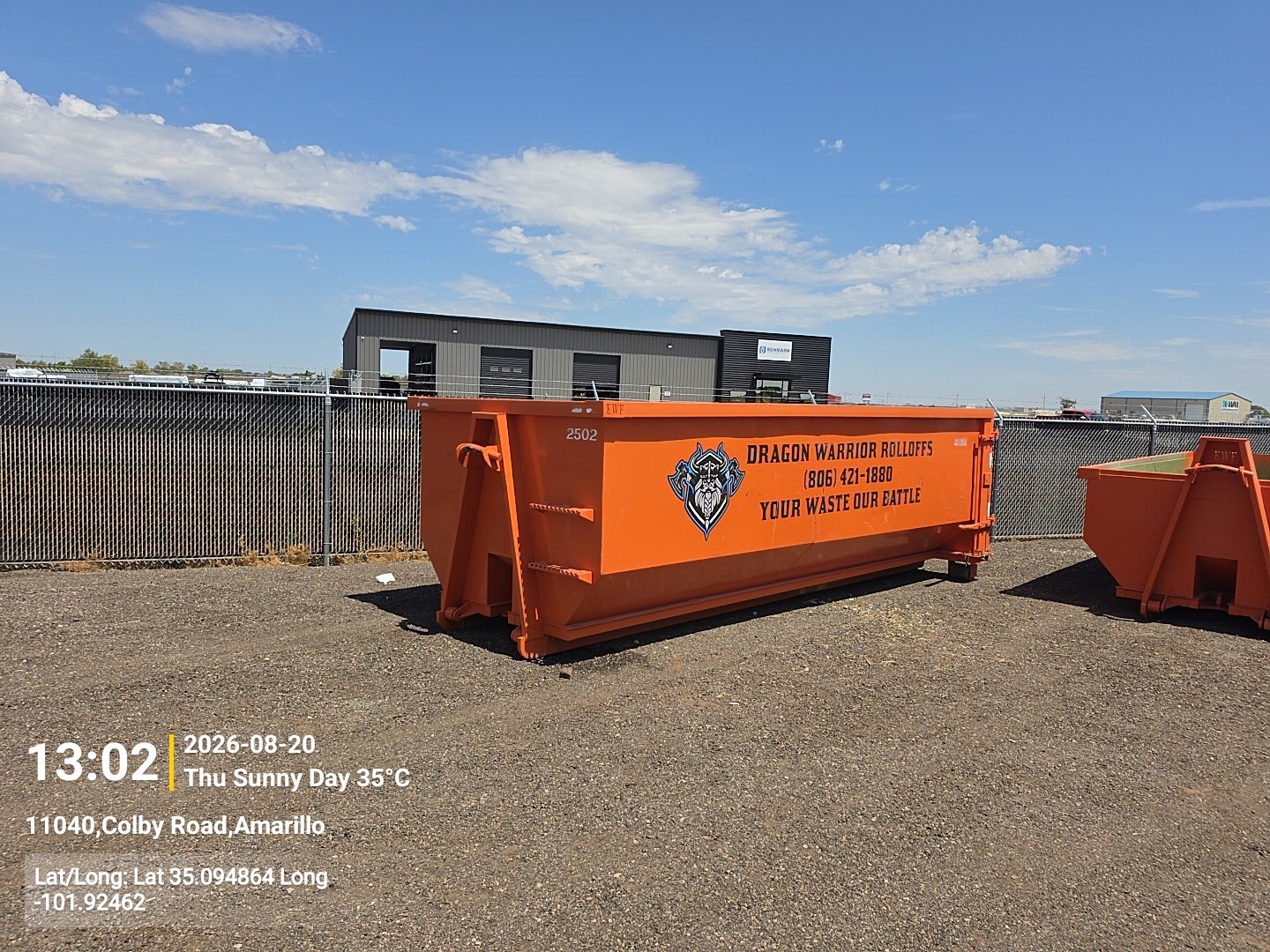 25 yard and 15 yard dumpsters on a commercial project in Amarillo TX