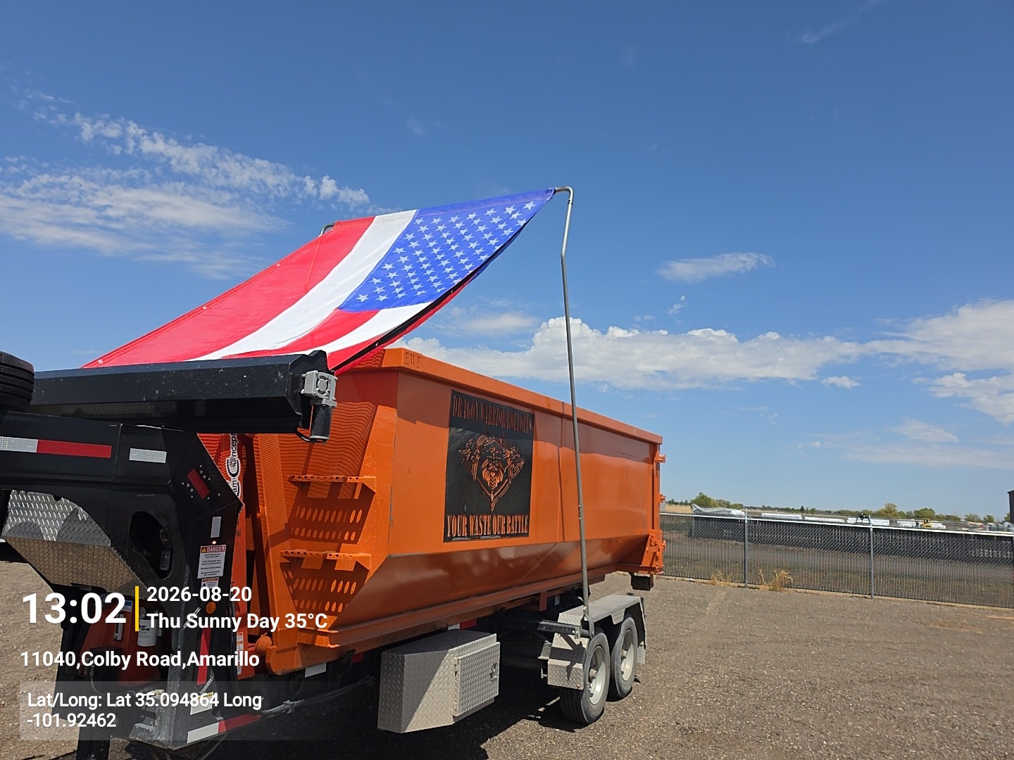 25 yard roll off dumpster hauled from a home in Amarillo TX