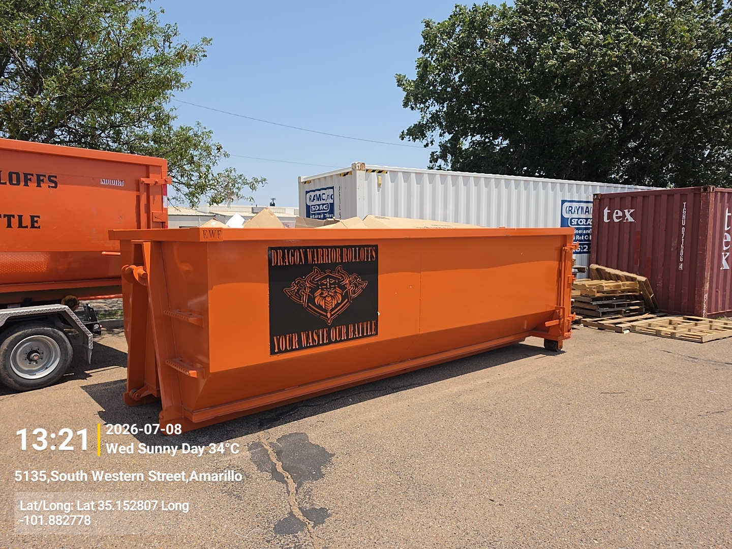 25 yard roll off dumpster picked up in Deaf Smith County TX