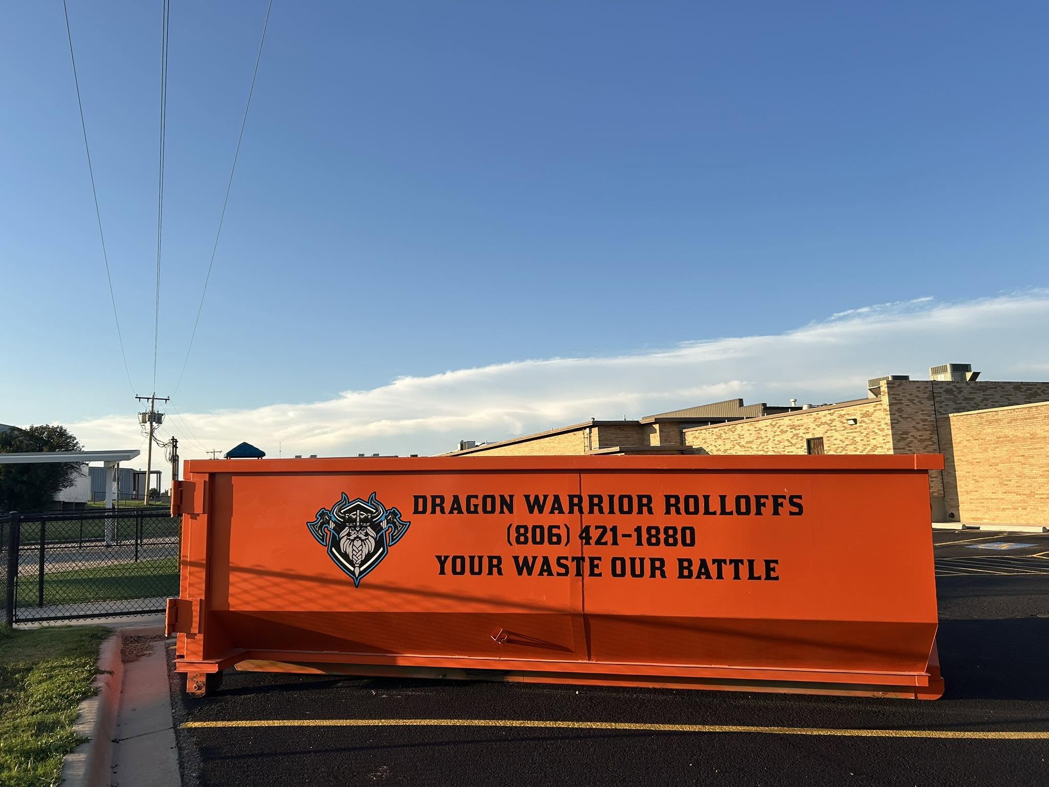 Dragon Warrior Rolloffs container dropped at a commercial site in Amarillo TX