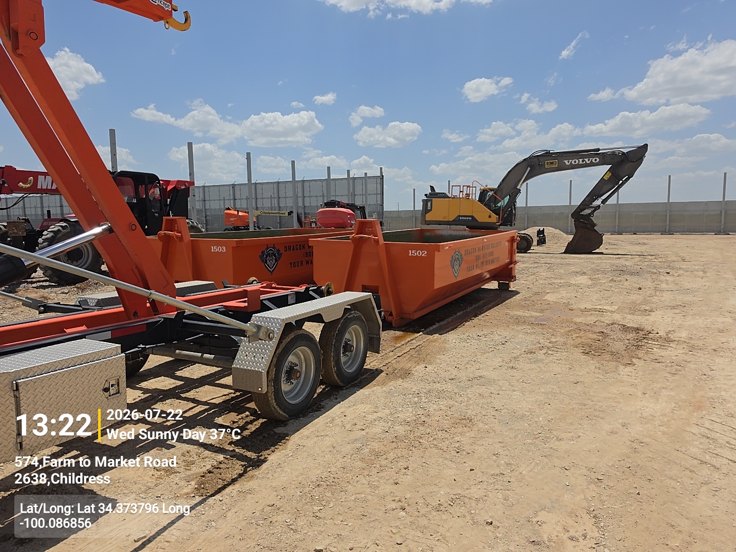 15 yard concrete dumpster from Dragon Warrior Rolloffs in the Texas Panhandle