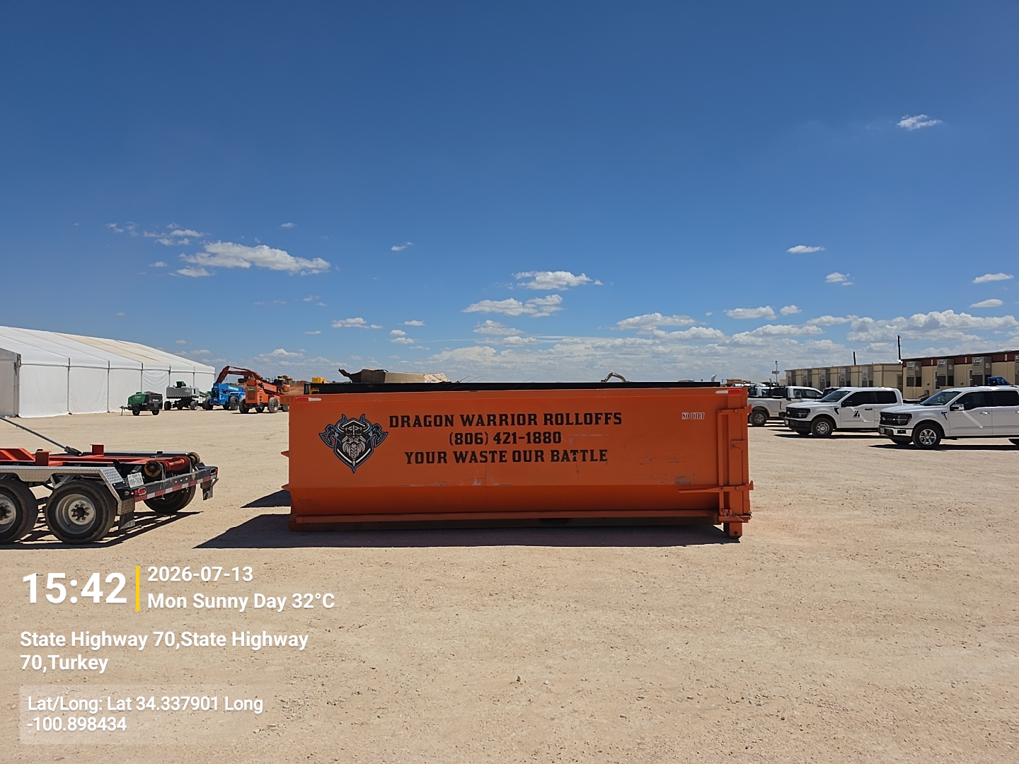 25 yard roll off dumpster delivered to a commercial site in Amarillo TX
