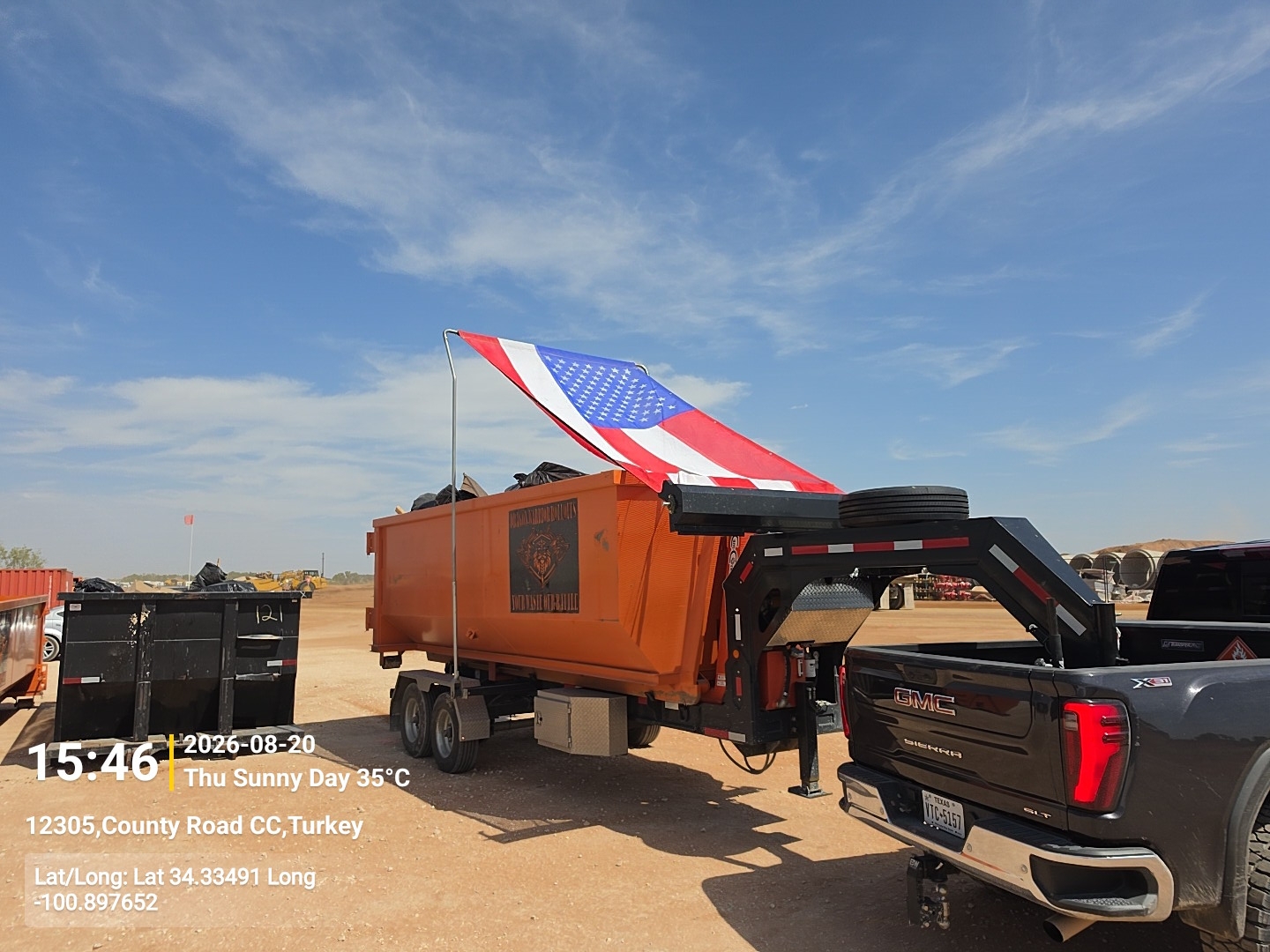 25 yard roll off dumpster collected in Swisher County TX