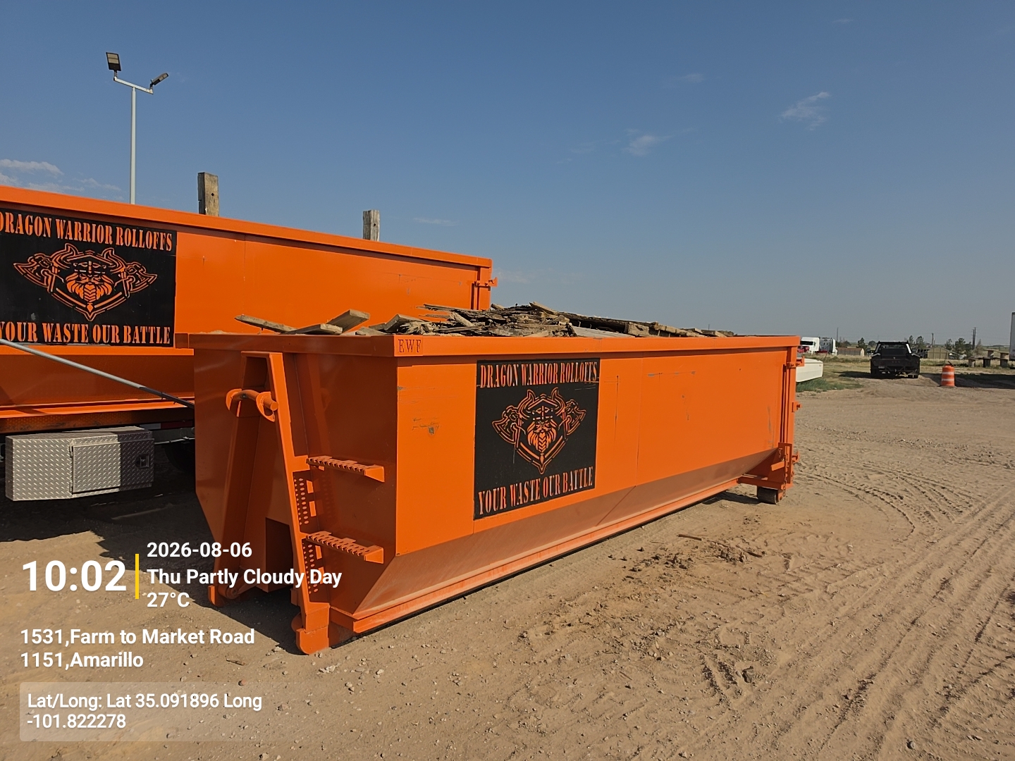 Loaded 20 yard roll off dumpster in Randall County TX