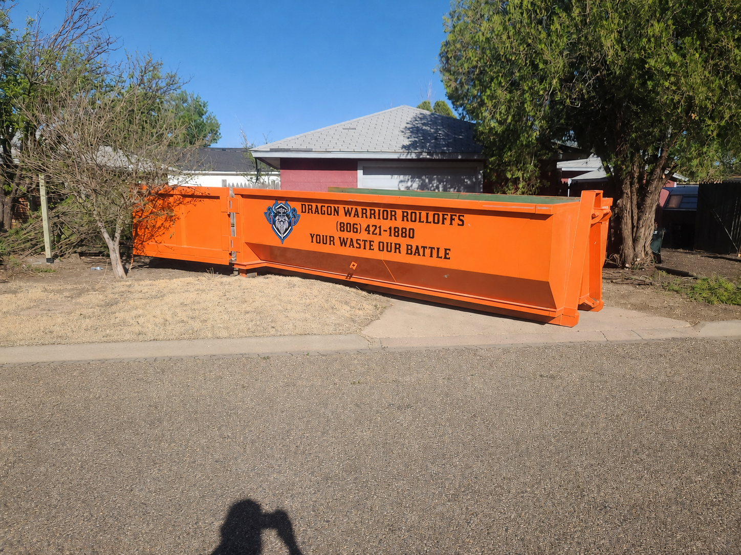 Roll off dumpster in use on a construction job in Amarillo TX