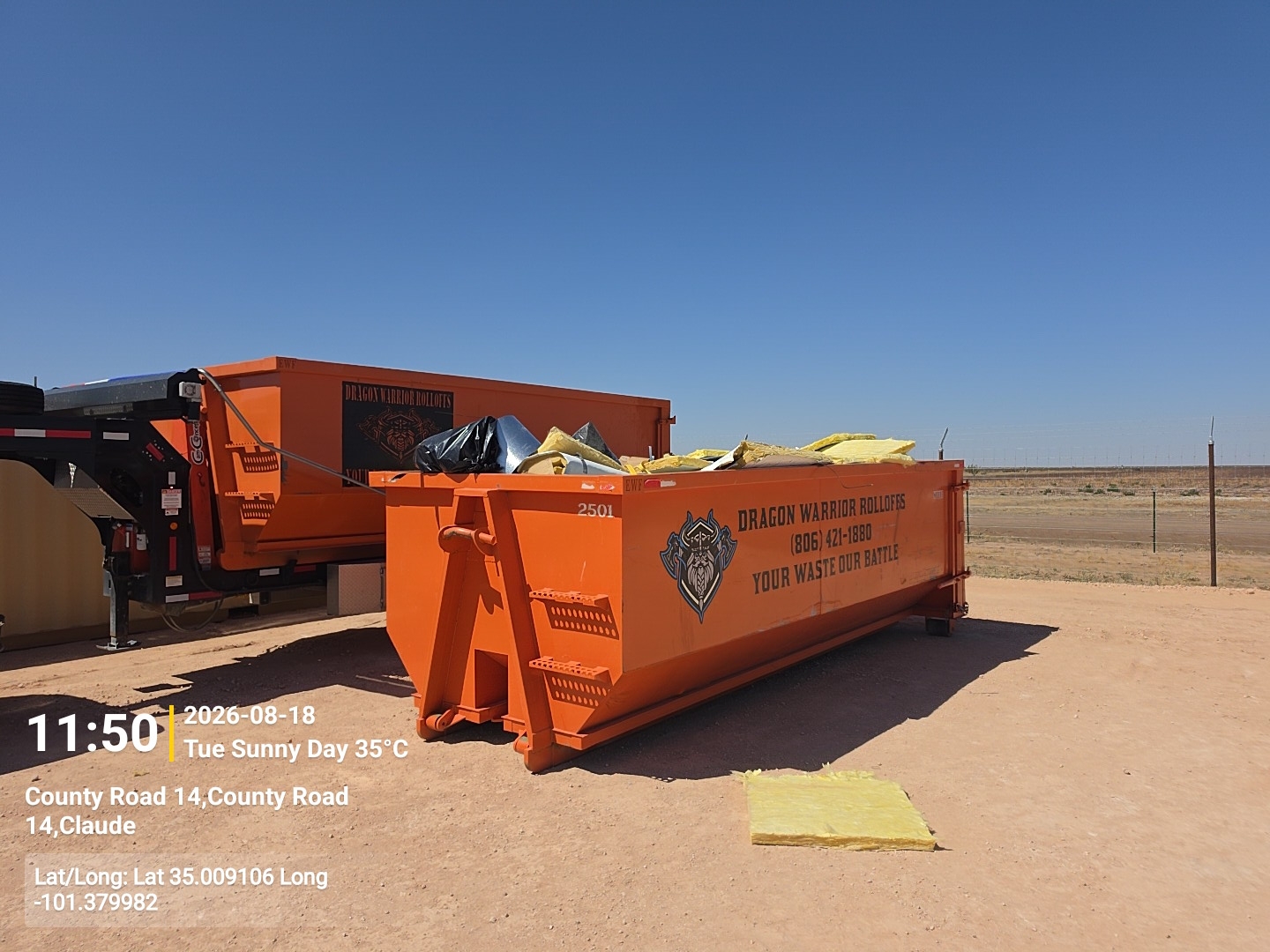 25 yard roll off dumpster from Dragon Warrior Rolloffs in Amarillo TX